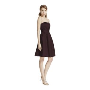 David's Bridal bridesmaid pink magenta strapless formal dress size 10